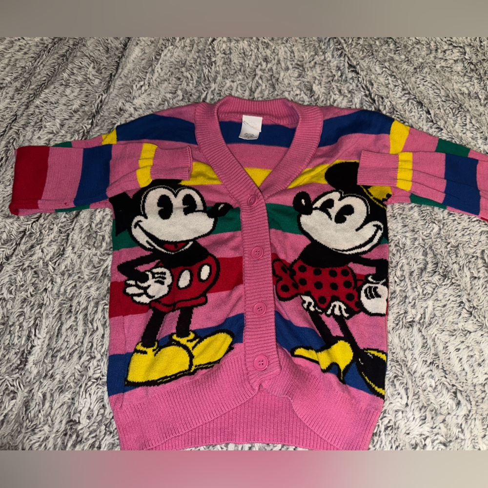 Disney 100 Mickey and Minnie Striped Sweater Cardigan 
 Youth Small